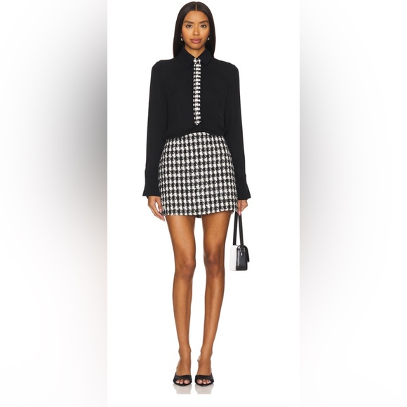 Alice + Olivia Mattie Mini Shirt Dress in Black & White